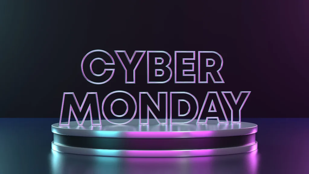 Anuncio publicitario CyberMonday con ofertas especiales y promociones digitales.